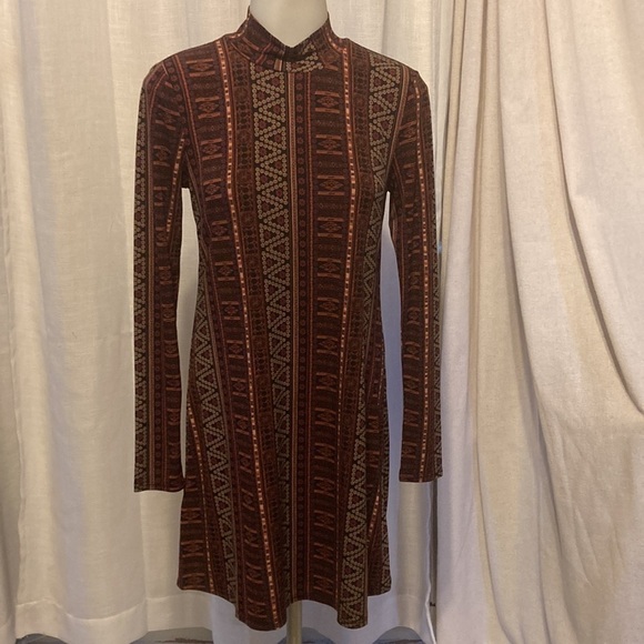 BCBGENERATION SIZE XS long sleeve fall BCBG black print dress - Picture 1 of 7